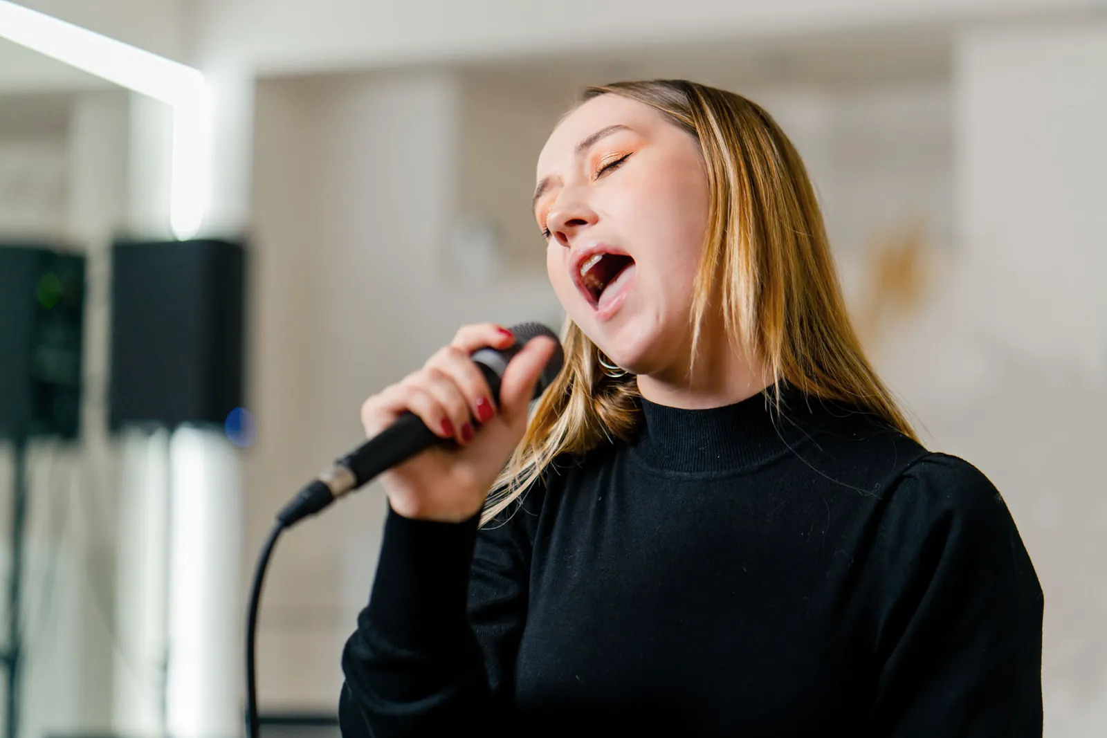Singer at the microphone
