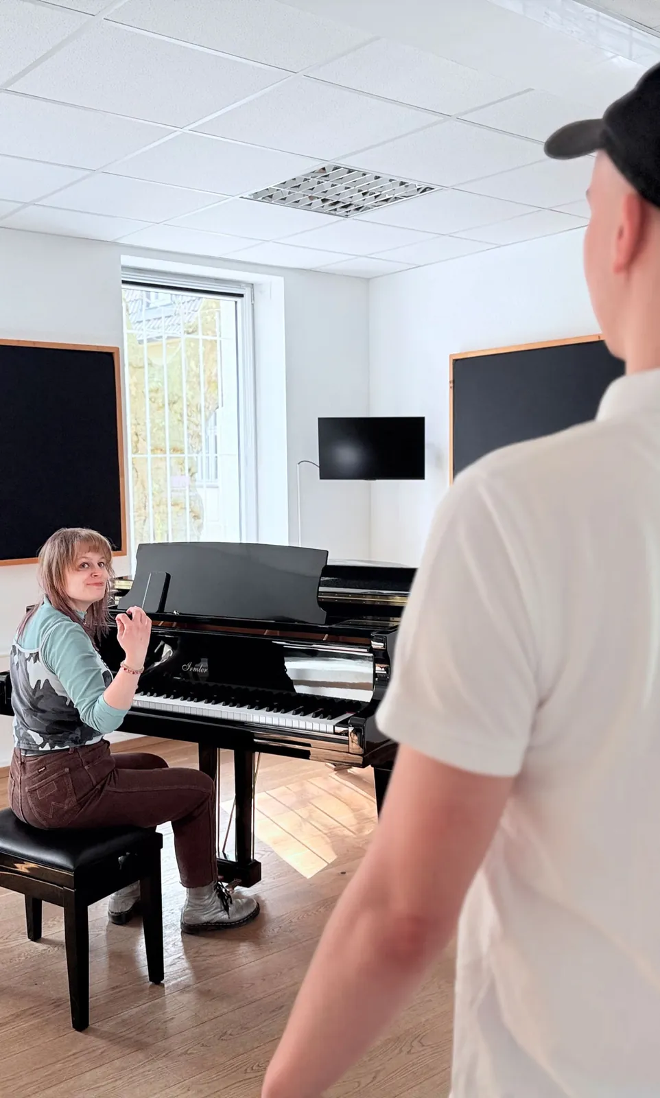 Singing lesson in the studio